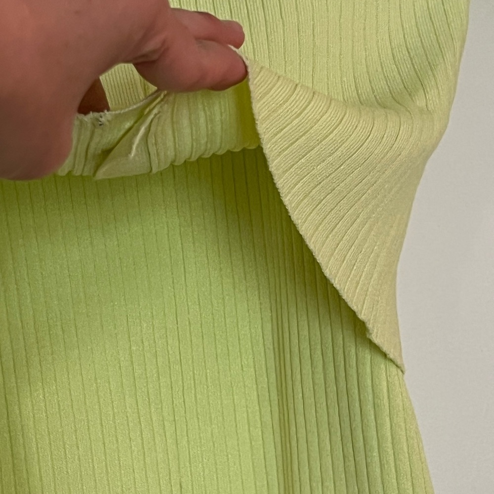Zara Women Yellow Green Ribbed Knit Dress w/ Crop Button Down Top Cardigan Small - Picture 16 of 17